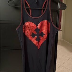 Blackheart Black and Red Heart Ribbed Tank